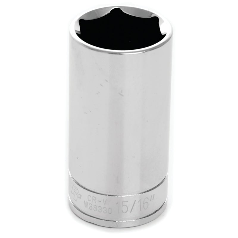 Performance Tool W38330 15/16-Inch 6-Point Chrome Vanadium Socket, 3/8-Inch Drive - Image 1